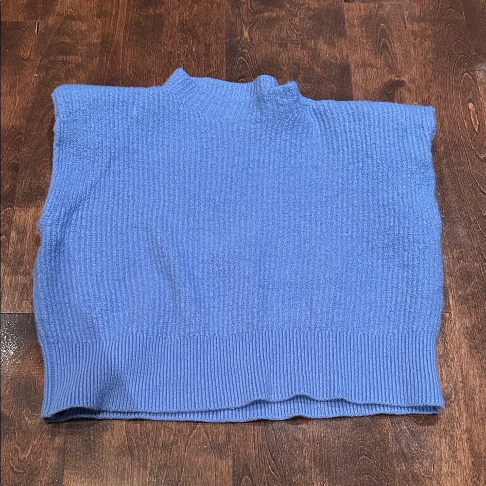 Babaton Textured Knit Cowl Sweater in Blue